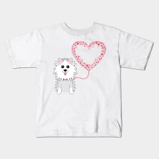 Dog with Paw-Print Heart Balloon Kids T-Shirt